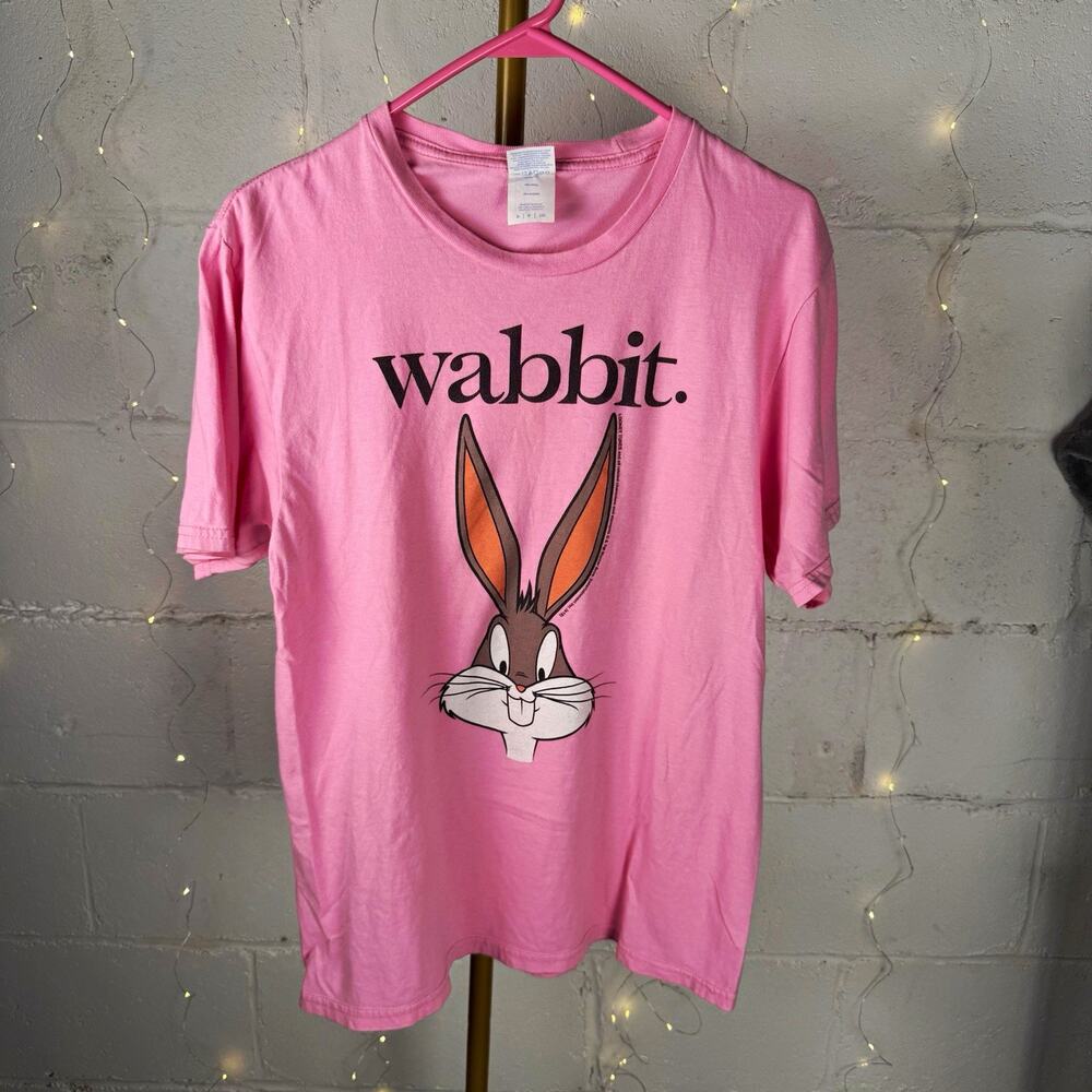 Port & Company Fan Favorite Bugs Bunny Looney Tunes pink graphic tee size S